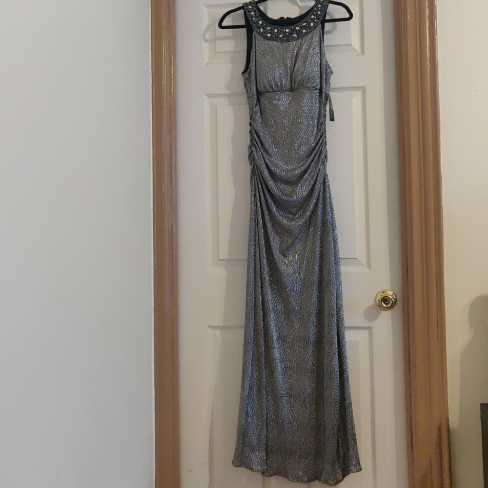 Gorgeous floor length silver gown
